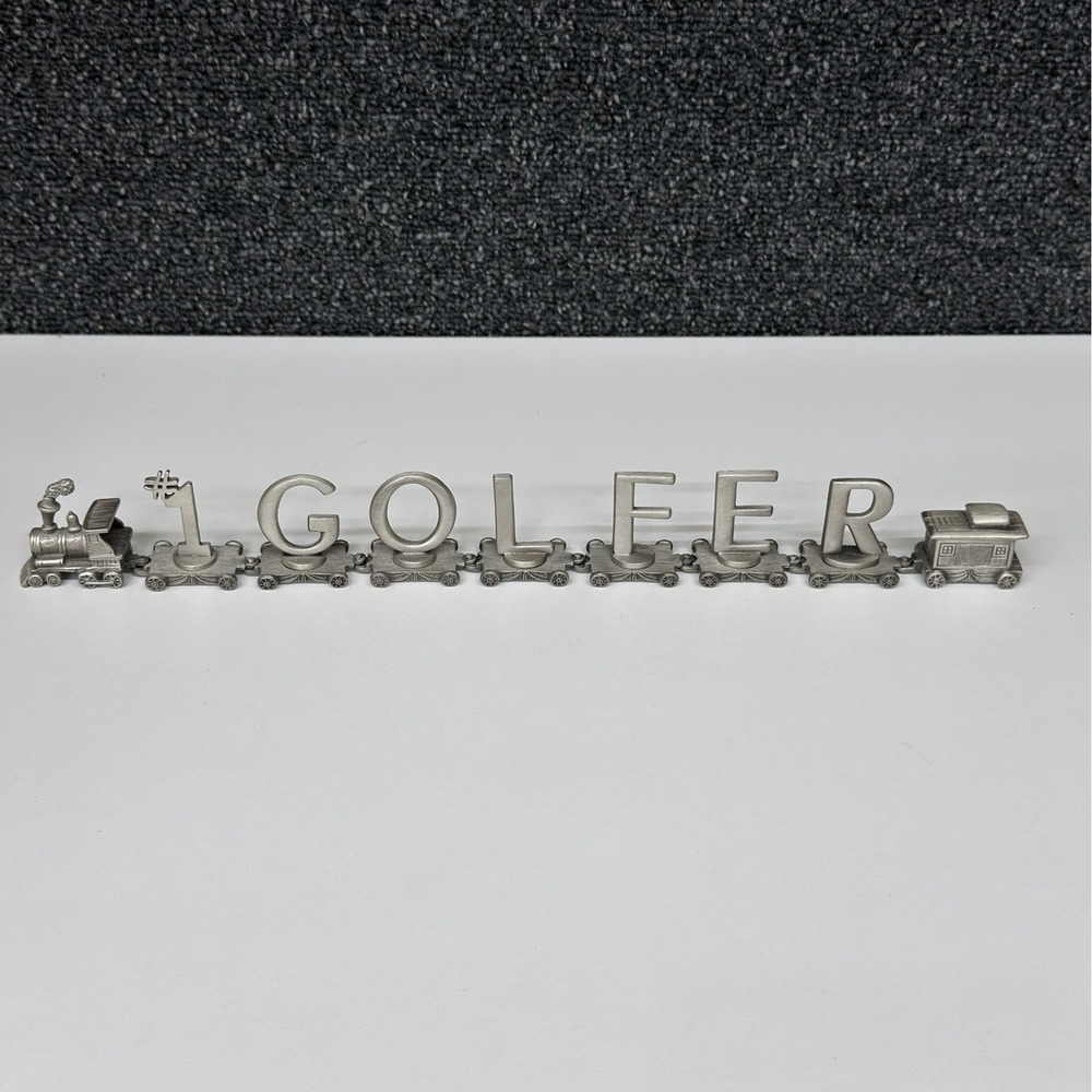 Fort Pewter Vintage #1 Golfer Miniature Train Set Collectible‎ Desk Decor 9pc
